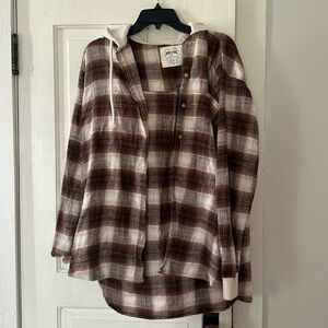 american eagle flannel hoodie size xl